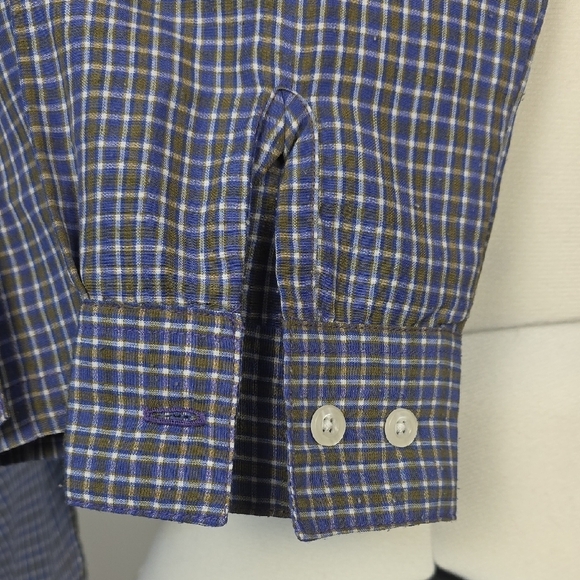 Les Ailes de la Mode Blue Checkered Button-Up Shirt – Vintage 90s – Size L - Picture 8 of 9